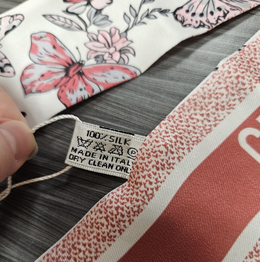 NEW Dior Pink & White Floral Neck Bag Scarf Dior Parfume Line - Picture 7 of 10